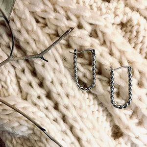 Narelle Silver Waterproof Twisted Hoop Earrings