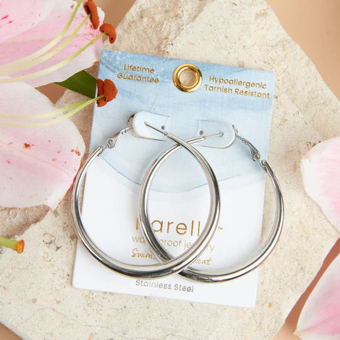 Narelle Silver Waterproof Chunky Hoop Earrings