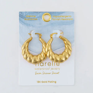 Narelle Gold Waterproof Twisted Chunky Hoop Earrings