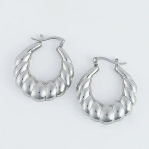 Narelle Silver Waterproof Twisted Chunky Hoop Earrings