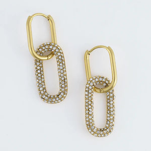 Narelle Gold Waterproof Pave Linked Hoop Earrings