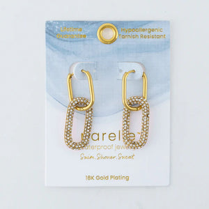 Narelle Gold Waterproof Pave Linked Hoop Earrings