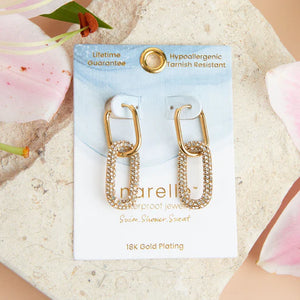 Narelle Gold Waterproof Pave Linked Hoop Earrings