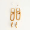 Narelle Gold Waterproof Double Linked Hoop Earring Trio
