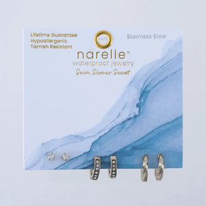 Narelle Silver Waterproof Pave Hoop Earring Trio