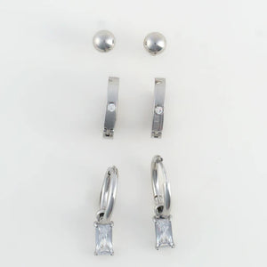 Narelle Silver Waterproof Charm Hoop Earring Trio