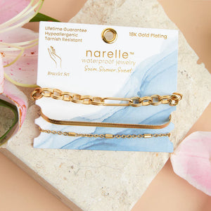 Narelle Gold Waterproof Snake Chain Bracelet Set