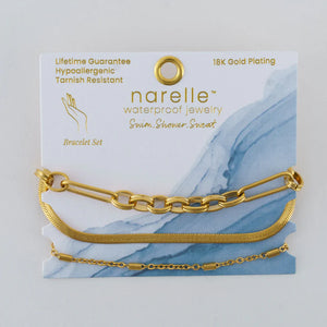 Narelle Gold Waterproof Snake Chain Bracelet Set