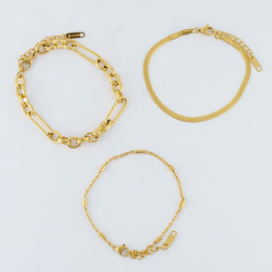Narelle Gold Waterproof Snake Chain Bracelet Set