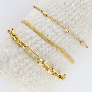 Narelle Gold Waterproof Snake Chain Bracelet Set