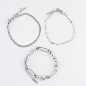 Narelle Silver Waterproof Snake Chain Bracelet Set