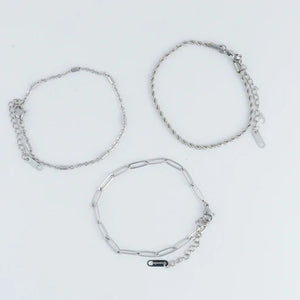 Narelle Silver Waterproof Twisted Chain Bracelet Set
