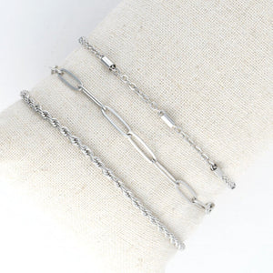 Narelle Silver Waterproof Twisted Chain Bracelet Set