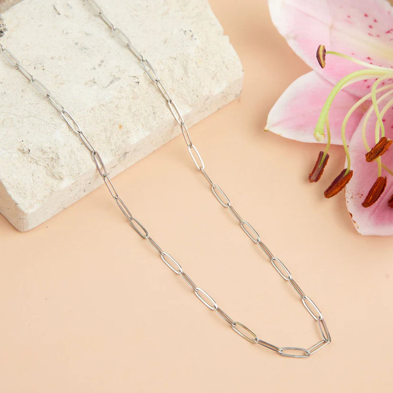Narelle Silver Waterproof Paperclip Chain Necklace