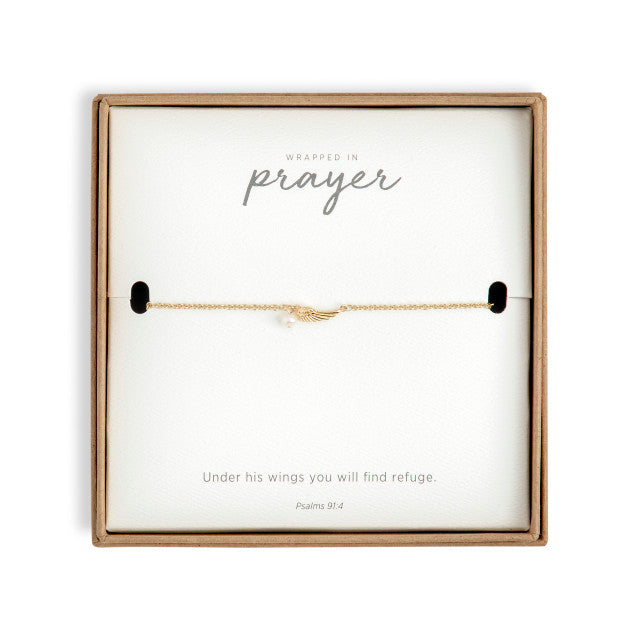 Dainty Wing Gold Wrapped In Prayer Bracelet