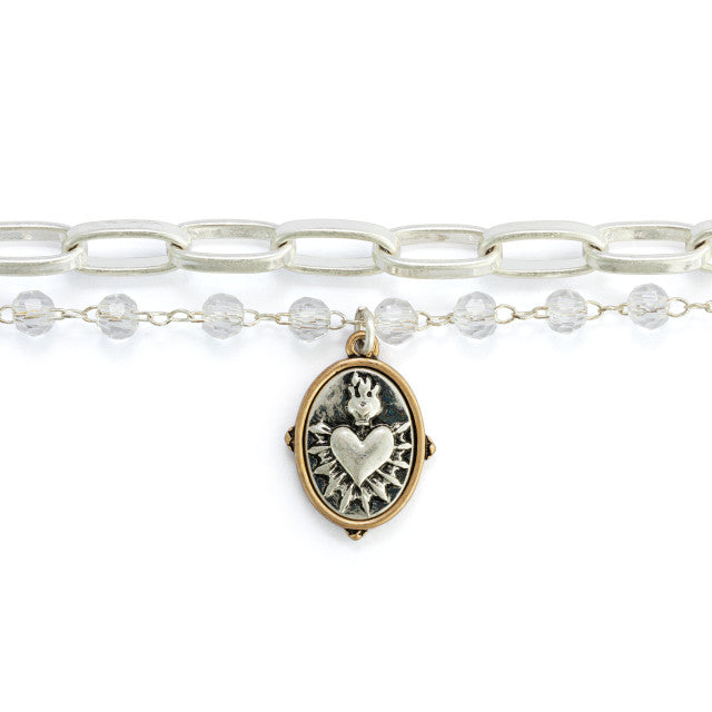 Sacred Heart Silver Bracelet