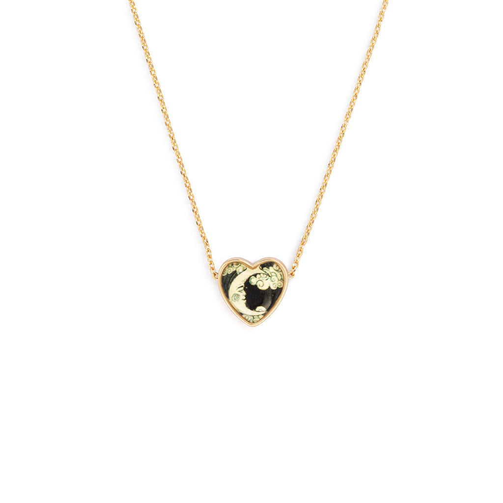 Moon & Back Art Heart Necklace