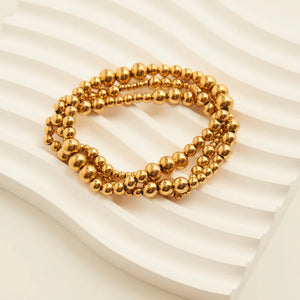 Narelle Gold Waterproof Stretch Graduated Ball Bracelet Set