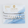 Narelle Silver Waterproof Multi Genuine Pearl Stretch Bracelet Set