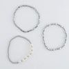 Narelle Silver Waterproof Multi Genuine Pearl Stretch Bracelet Set