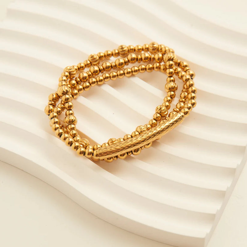 Narelle Gold Waterproof Multi Stretch Bracelet Set