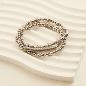 Narelle Silver Waterproof Multi Stretch Bracelet Set