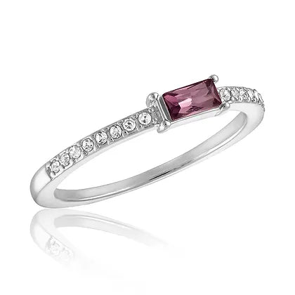 Petite Lavender Baguette & CZ Stack Ring