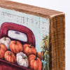 Red Truck & Pumpkins Block Sign
