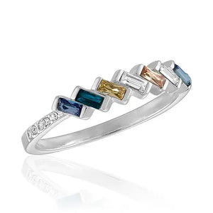 Slanted Multi-Color Baguette Stack Ring