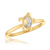 White Opal CZ Turtle Gold Layers Ring