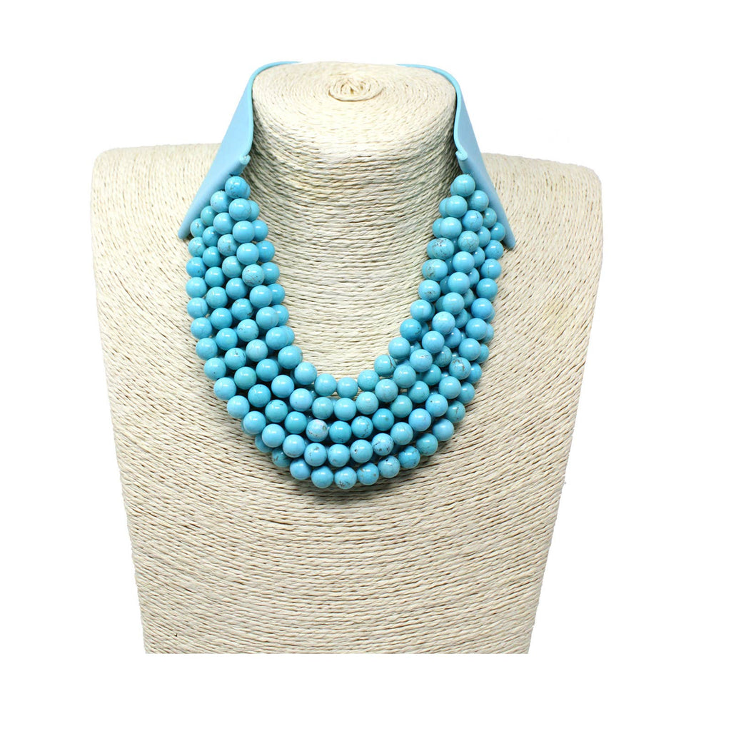 Blue Turquoise 10 Strand Stone Bead Necklace
