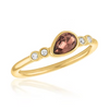 Burgundy Angled Teardrop Gold Layers Ring