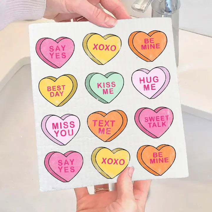 Candy Hearts Swedish Dish Cloth