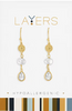 Medallion Pearl & Teardrop CZ Dangle Layers Earrings in Gold