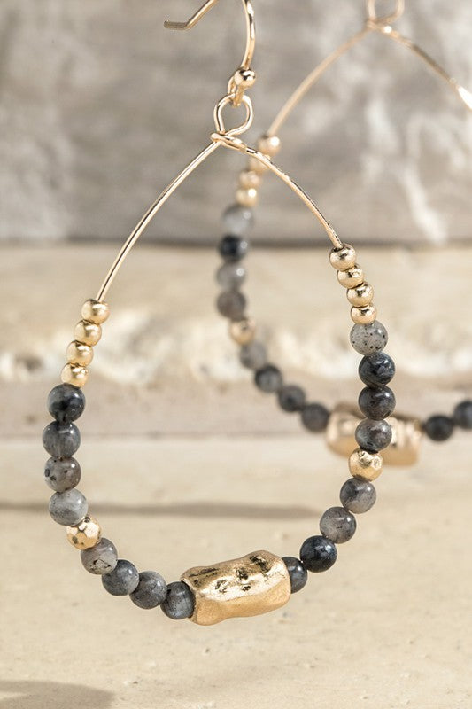 Beaded Natural Stone Dangle Earrings