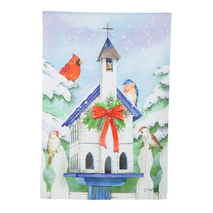 Christmas Bird House Suede House Flag