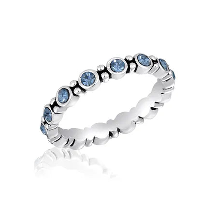 Blue CZ Round Stack Ring