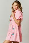 Baby You're A Star Patch Pink Babydoll Dress