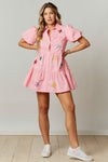 Baby You're A Star Patch Pink Babydoll Dress