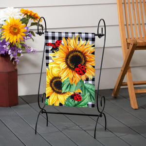 Sunflower Ladybugs Garden Burlap Flag