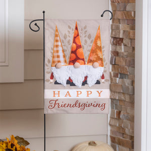 Happy Friendsgiving Gnomes Garden Linen Flag