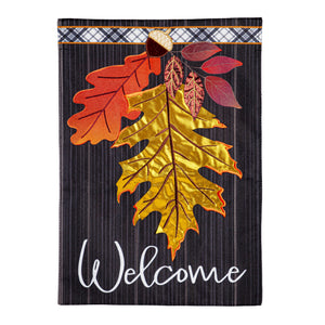 Welcome Autumn Leaves Linen Garden Flag