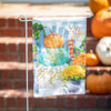 Happy Fall Stacked Pumpkins Linen Garden Flag