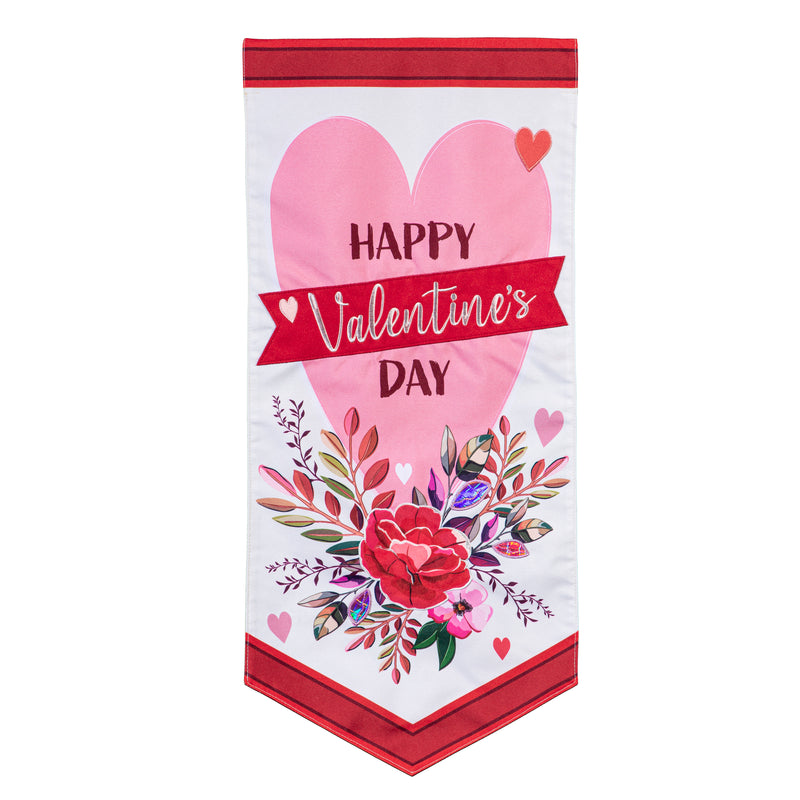 Happy Valentine's Day Heart & Floral Everlasting Flag