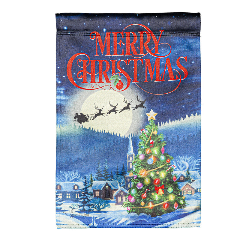 Santa's Sleigh on Christmas Garden Lustre Flag