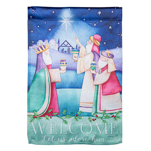 Let Us Adore Him Lustre Garden Flag