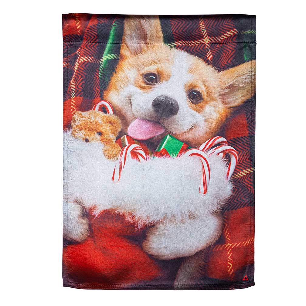 Christmas Corgi Lustre Garden Flag