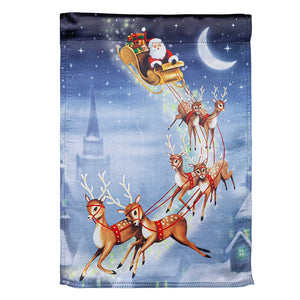 Santa Sleigh Lustre Garden Flag