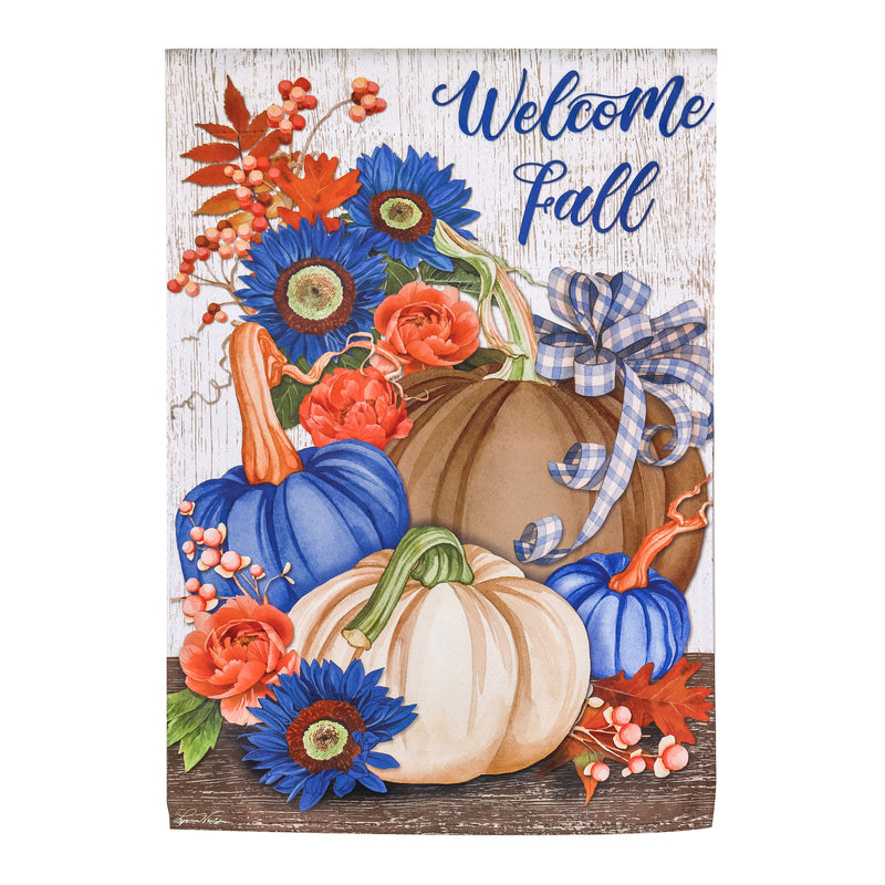 Welcome Fall Neutral Suede Garden Flag