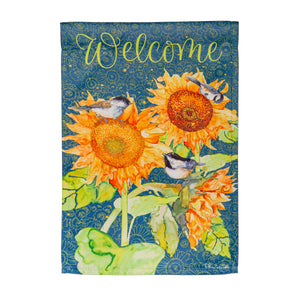 Sunflowers & Birdies Suede Garden Flag